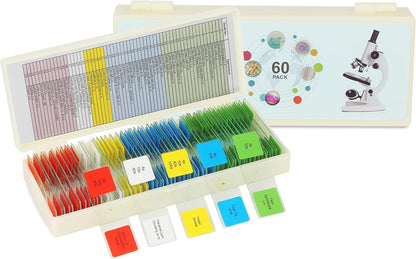 Microscope Slides with Specimens for Kids, 30 Lab-Grade Prepared Microscope Slides, Animal Plant Microbe Cells, STEM Biology Kit for Kids Ages 6-8 Homeschool, Classroom Labs & Science Education