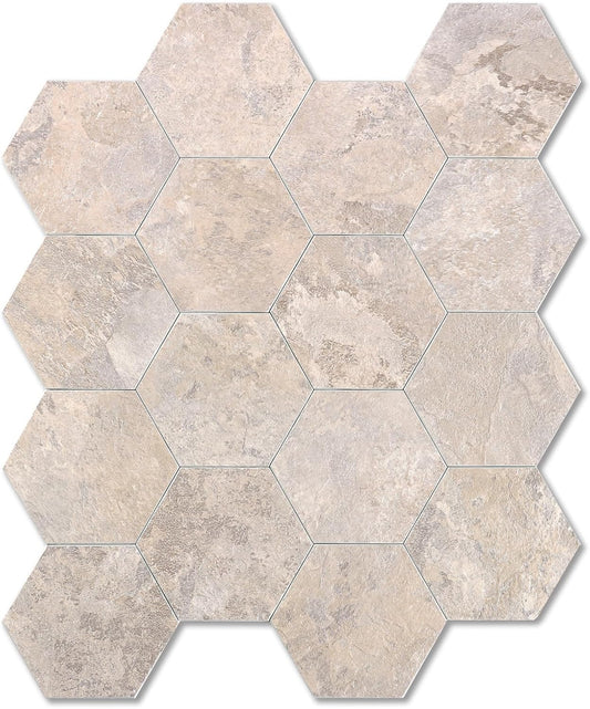 Yipscazo 10 Sheet Hexagon Peel and Stick Backsplash,Self Adhesive Luxury Faux Marble Tile, Asenka Beige Wall Tile for Kitchen, Stick on Backsplash Tiles for Bathroom,RV,Laundry