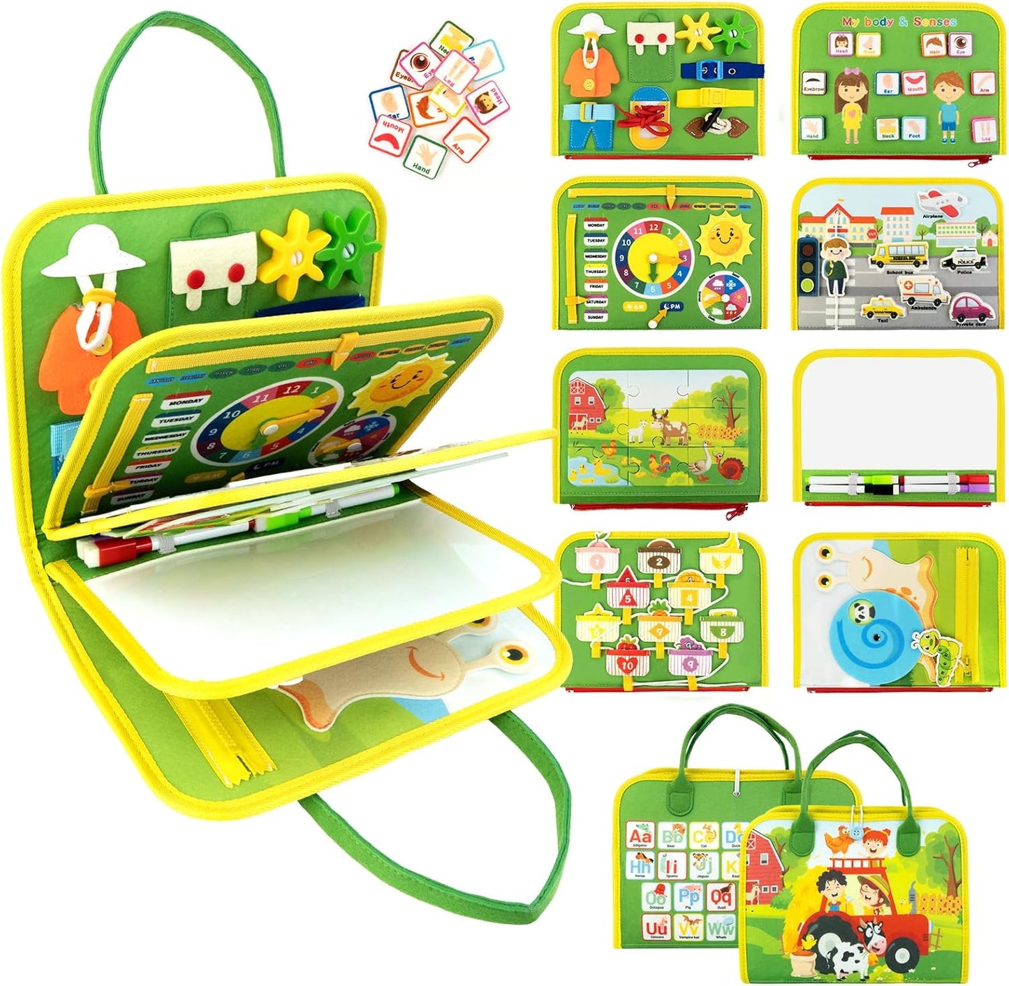 Letoya Toddler Busy Board, Farm Busy Book Montessori Toys for Toddlers, Sensory Board Learning Toy Educational Activity Books Birthday for Girls Boys, Travel Toys for Airplane Car