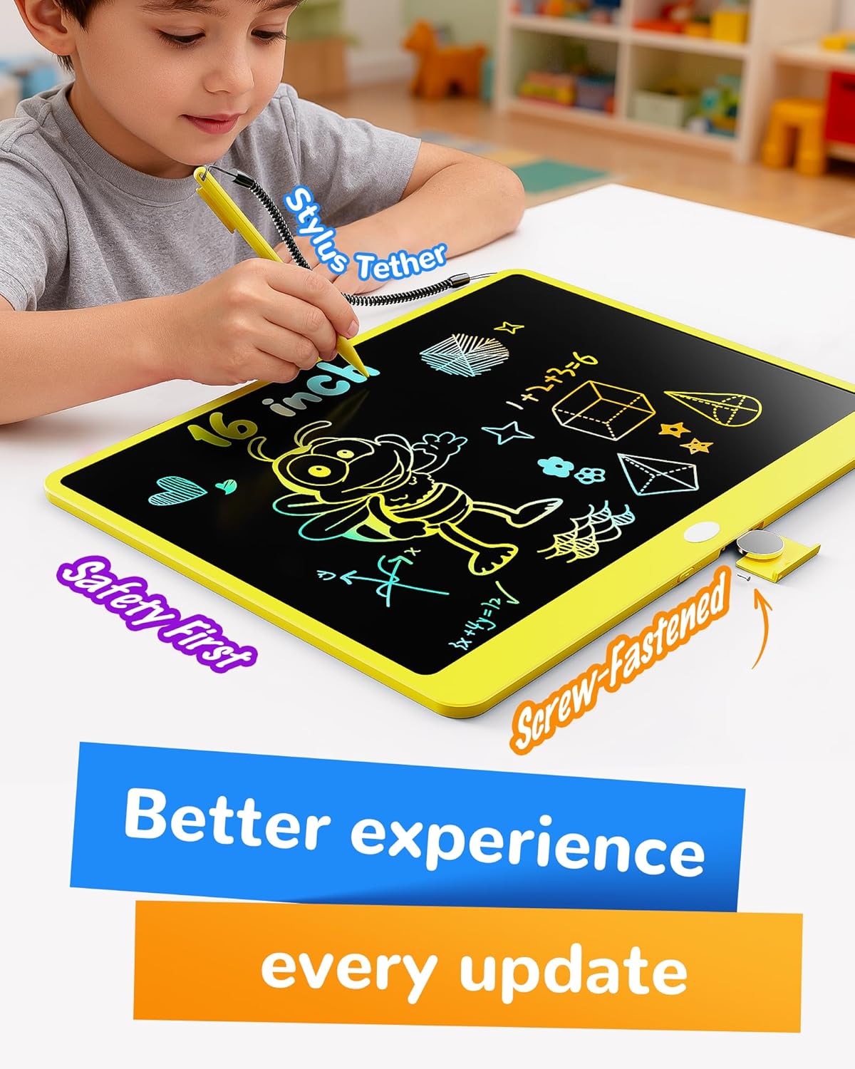 KOKODI LCD Writing Tablet, 12 Inch Colorful Toddler Doodle Board Drawing Tablet, Erasable Reusable Electronic Drawing Pads, Educational and Learning Toy for 3-6 Years Old Boy and Girls(Blue)