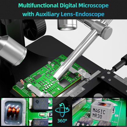 Andonstar AD266S 20X-5000X HDMI Digital Microscope, 5 Lens 2160P UHD Video Record, 7'' LCD Microscope for Adults Kids, Home Lab Biological Kit with Slides, Coin Full View