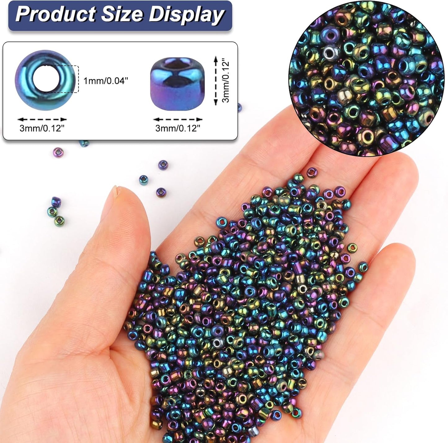 10100 Pcs Size 11/0 Glass Seed Beads, 2 mm Dark Green Small Mini Spacer Loose Pony Beads for Jewelry Making and DIY Crafts - Colors B
