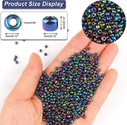 10100 Pcs Size 11/0 Glass Seed Beads, 2 mm Dark Green Small Mini Spacer Loose Pony Beads for Jewelry Making and DIY Crafts - Colors B