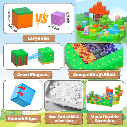 Mini Magnetic Tiles,78PCS Travel Magnetic Tiles Set with Iron Box,Portable Building Blocks for Kids Ages 3+,Car Airplane Travel Essentials Kids Toy,Creative STEM Toys Birthday Gift for Boys & Girls