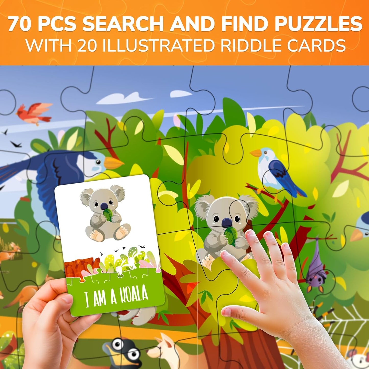 United States Puzzles for Kids Ages 4-6 - 70 Pcs USA Map Kids Puzzle with 50 Cards 400+ USA Facts - State & Capitals Floor Jigsaw Puzzles for Children 6-8 - Educational Toys Gift for Boys Girls