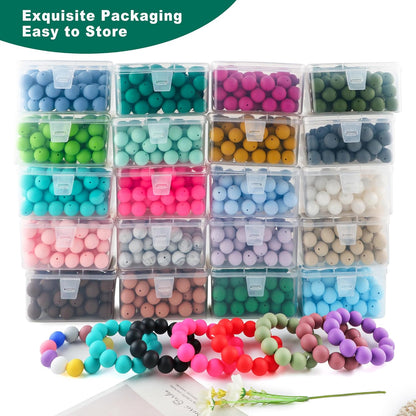 65Pcs 19mm Silicone Beads for Keychain Making Bracelet Necklace, Bulk Round Silicone Beads for Pens（Christmas Green） - Colors B