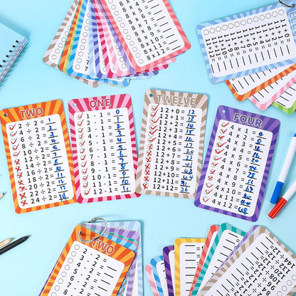 13 Pcs Multiplication Flashcards 0-12, Times Table Flash Cards Multiplication Chart Multiplications Game Math Flashcards for 1st to 3rd Grades