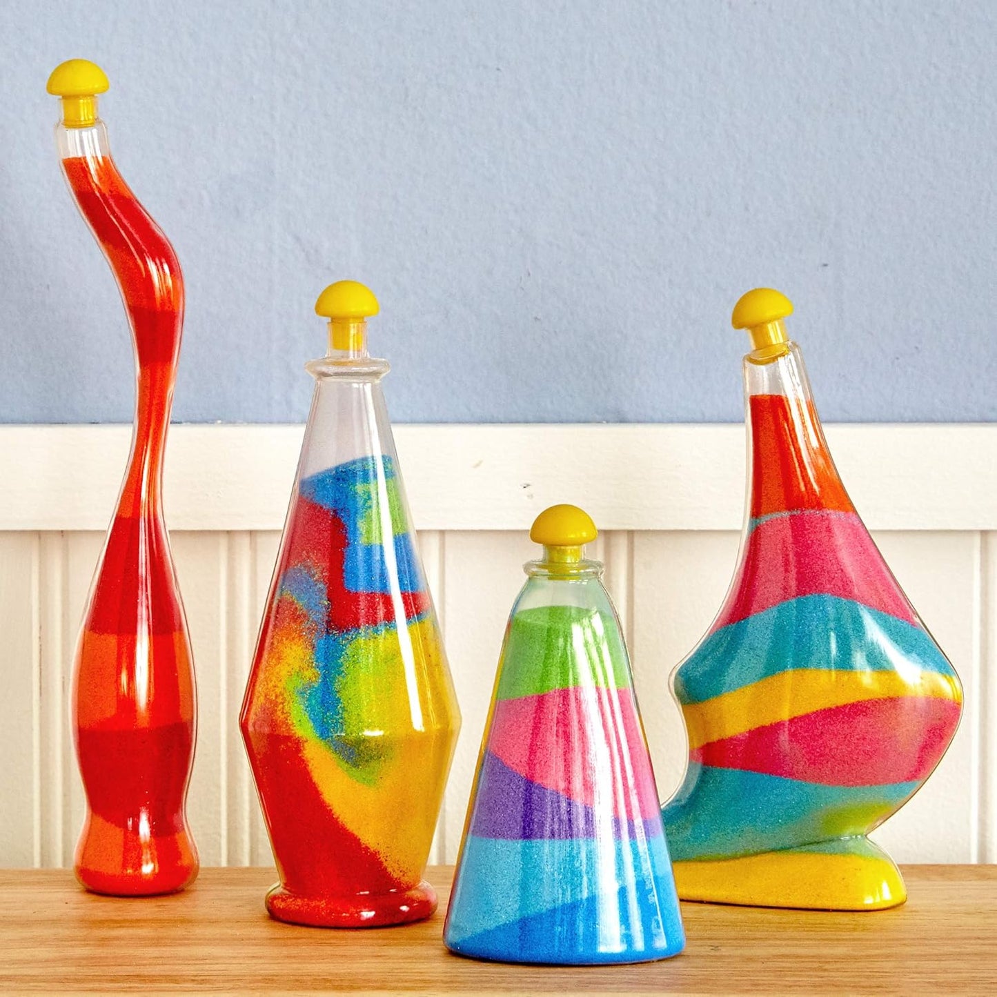 Made By Me Create Your Own Underwater Sand Art, Includes 6 Ocean-Themed Bottles, 8 Sand Colors, Glitter, & Funnel, Great Staycation or Group Activity, Party Idea, DIY Sand Art For Kids Ages 6, 7, 8, 9