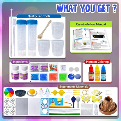 PATIFEED 110 Science Experiments Kit for Kids, Educational Science Lab Chemistry Set, Birthday Toys Gifts for Boys Girls, Volcano Eruption, Crystal