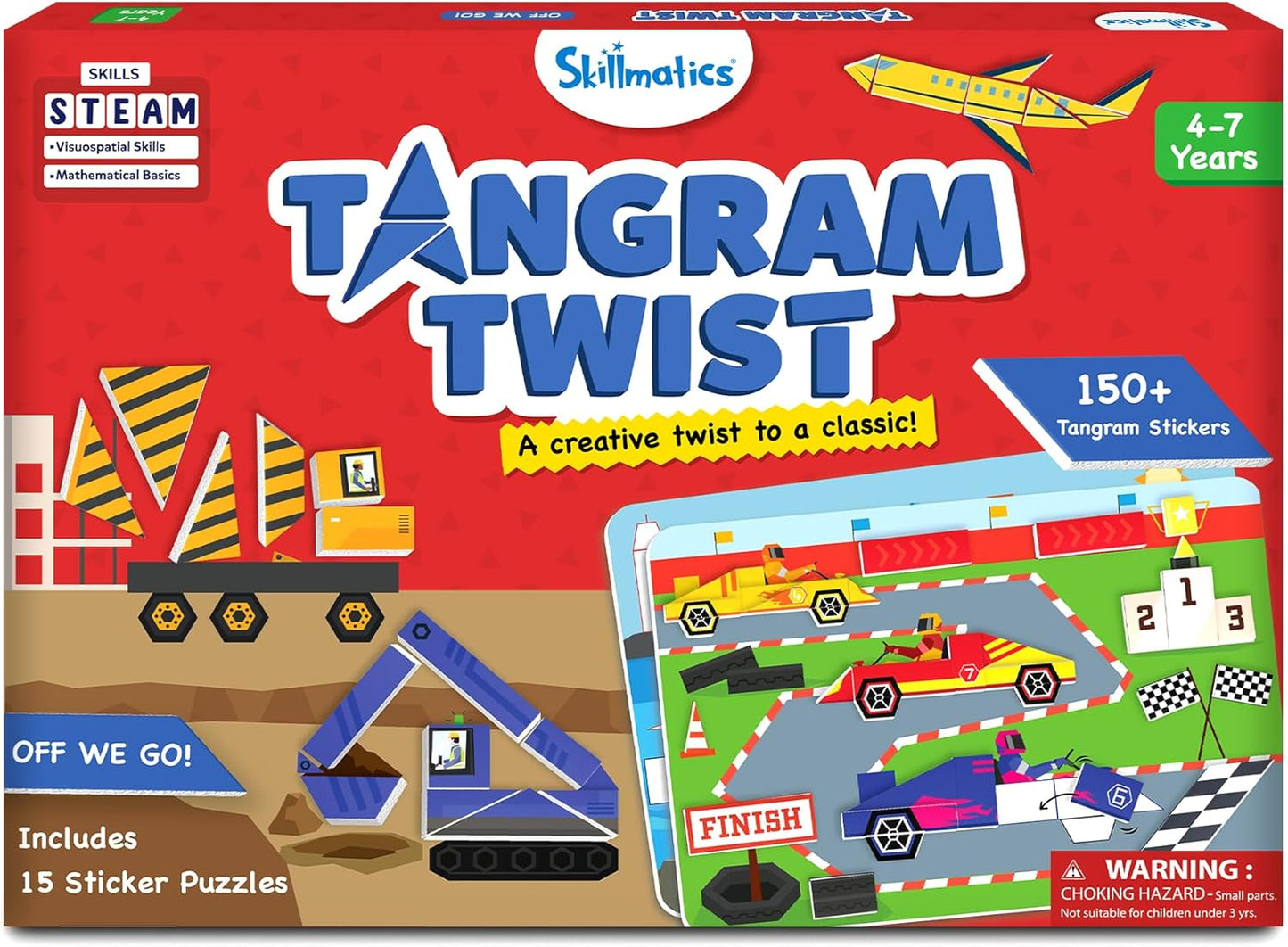 Skillmatics Tangram Sticker Puzzles - Educational Art & Craft Activity with 150+ Foam Tangram Stickers, Creative Toys & Games for Boys & Girls Ages 4, 5, 6, 7