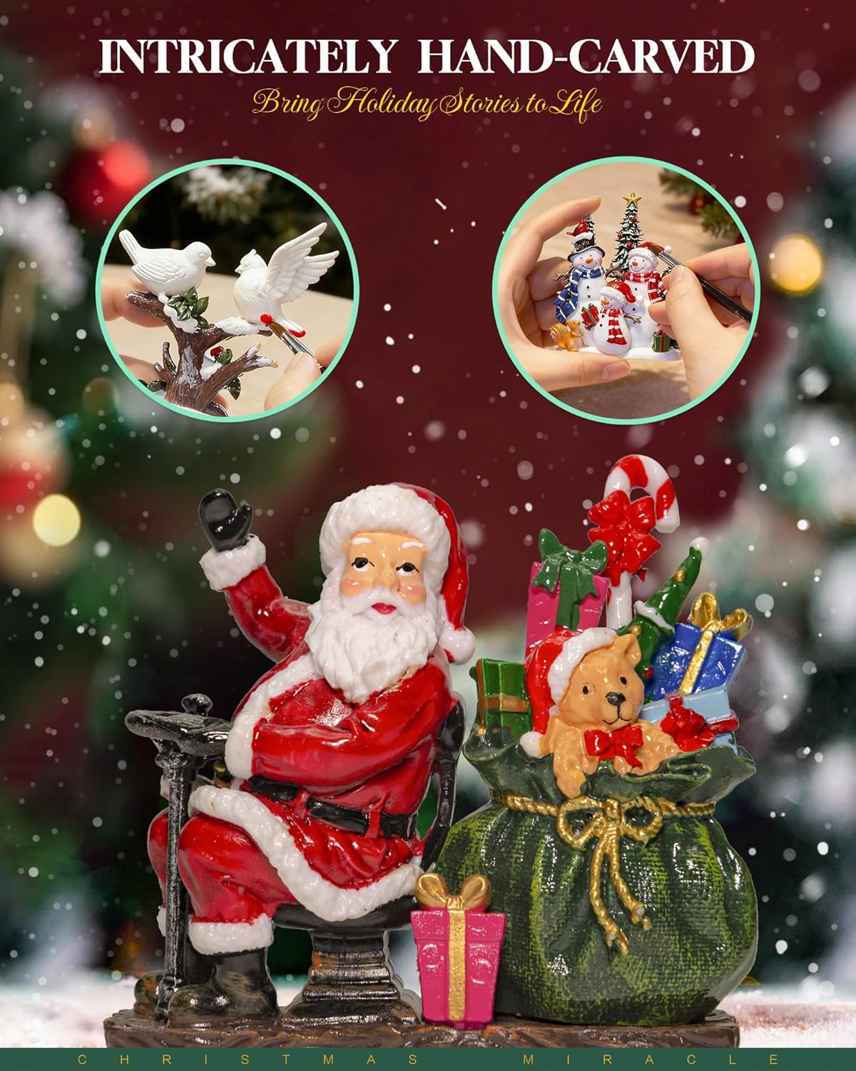 Musical Christmas Snow Globes Lantern, 7.87" Lighted Electric Snowglobes with 8 Holiday Songs 6H Timer Dual Power, Snowman Christmas Ornaments Snow Globe for Kids Adults Xmas Decor Gifts for Men Women