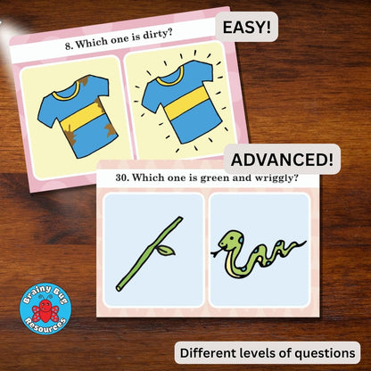 Verbal Reasoning Language Flash Cards for Kids | Q&A Learning Deck for ESL, Home Schooling & Special Needs | Parent and Professional Use