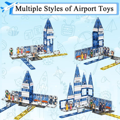 AFUNX Magnetic Tiles, 50PCS Police Station Theme Building Blocks Set, Magnet Building Blocks and STEM Preschool Toys for Toddlers Kids Ages 3-5 5-7 8-10