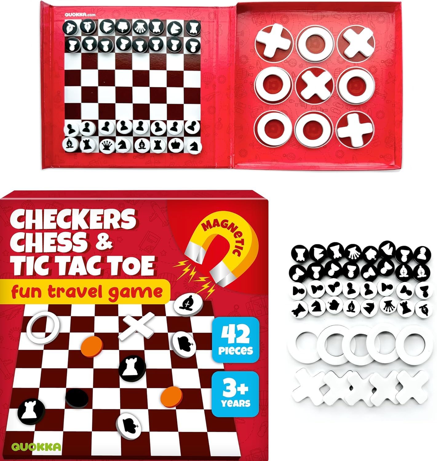 QUOKKA Magnetic Puzzles for Kids Ages 4-6 – Magnetic Fractions Learning Set for Kids 6-12 – Math Games for Homeschooling, Classrooms & Travel – 110 Magnets, 12 Task Pages, Marker – Toddler Travel Toys