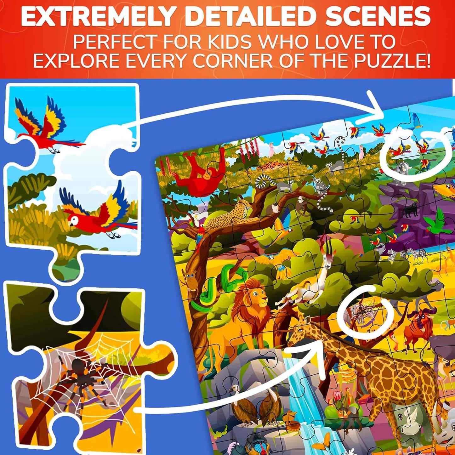 QUOKKA 100 Piece Puzzles for Kids Ages 4-6 – Floor Kids Puzzles Ages 6-8 Year Old – Toy for Learning Forest Animals for 8-10 yo – Jigsaw Toddler Game for Boy and Girl 3-5