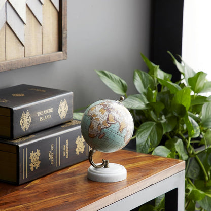 Deco 79 Marble Globe with Marble Base, 5' x 5' x 8', Teal