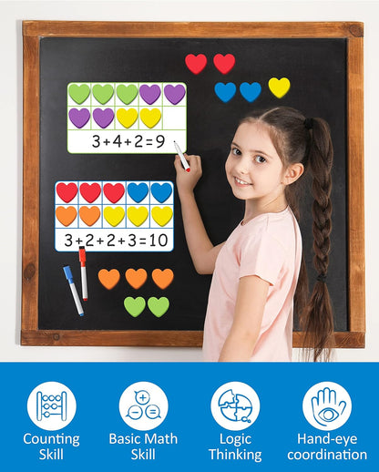 Coogam Magnetic Ten-Frame Set, Math Manipulative EVA Number Counting Games, Montessori Educational Toy Gift for Kindergarten Classroom Kids 3 4 5 Year Old