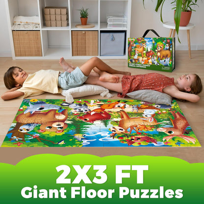 QUOKKA Giant Floor Puzzle for Kids Ages 4-6 – 2x3 Feet Extra-Thick 48 Pieces Toddler Puzzle Ages 3-5 – Bugs Educational Activity for Boys Girls – Premium Box with Sturdy Handle & Magnetic Closure