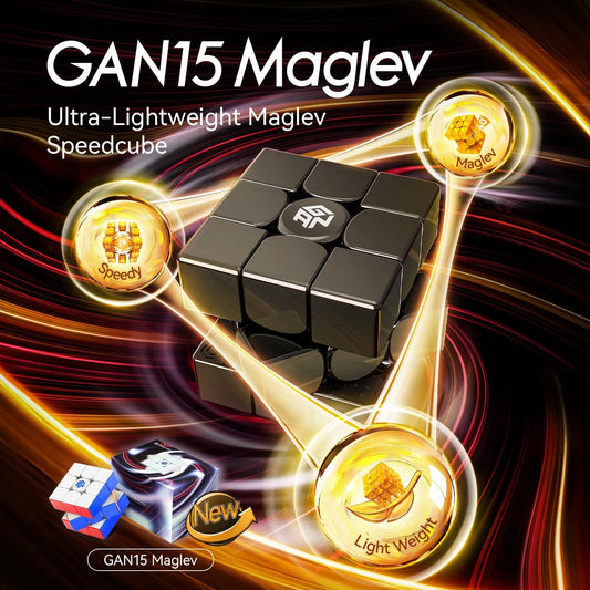 GAN 15 Maglev Speed Cube 3x3, GAN Magnetic Cube Perfectly Combines Weight, Magnet and Structure, 58.6g Ultra-Lightweight, Brain Teasers Puzzle Cube for Kids Adults, Flagship Speedcube Frost Version