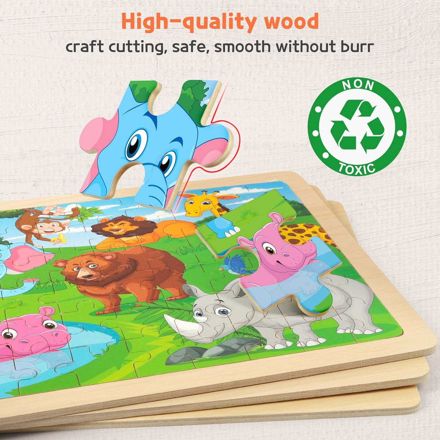 SYNARRY Wooden Puzzles for Kids Ages 4-6, 6 Packs 60 PCs Jigsaw Puzzles Preschool Educational Toys for Children Ages 4-8, Puzzles for Kids Ages 6-8 Boys Girls, Easter Basket Stuffers for Kids