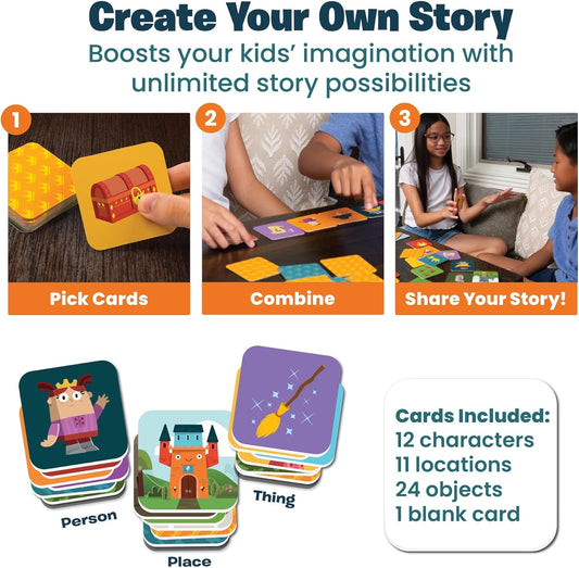 Story Starters for Kid Beginners: Visual Create a Story Card Activity Pre-Literacy Illustrated Story Prompts (No Reading Required) Part of The Curious Kingdom by Playper