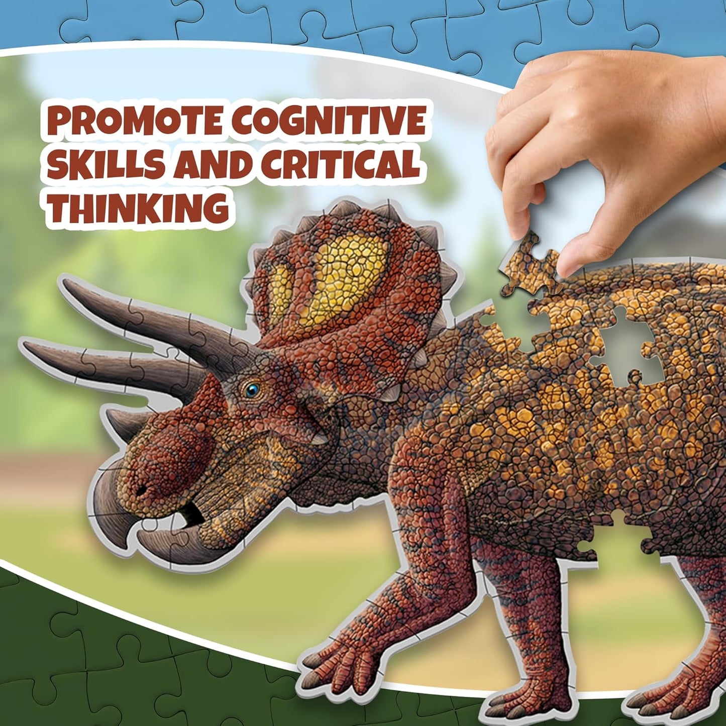 Tyrannosaurus Rex Dinosaur Jigsaw Puzzle | 100-Piece Double Sided Floor Puzzle with Glow-in-The-Dark Skeleton On Other Side | 4 FT Scientifically Accurate Dino Illustration | Educational Toy for Kids