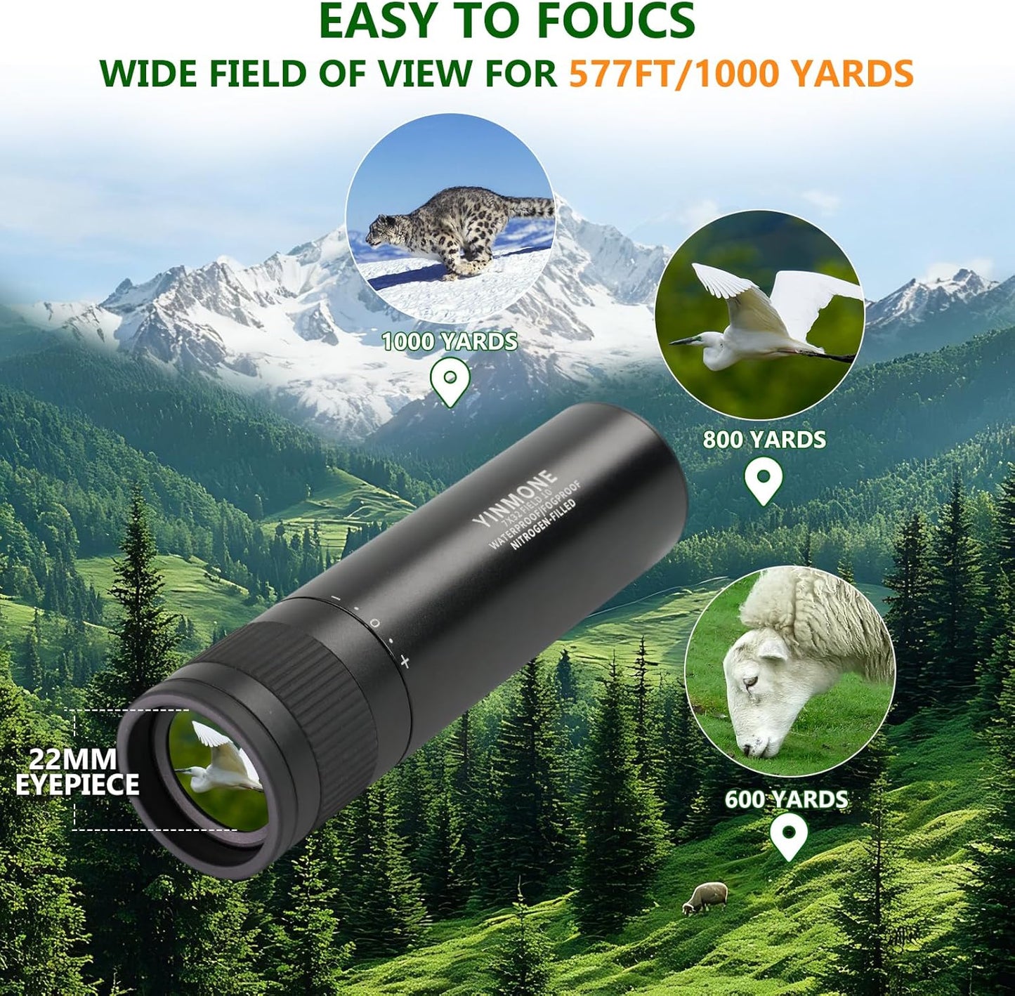 2026 New ED+LAK 12X33 Handheld Monocular Telescope Waterproof with Phone Adapter,PXA&FMC&BAK4 Lens,Ultra Clear High Power Pocket Small Compact Monocular for Kids&Adults Travel Birdwatching Hiking