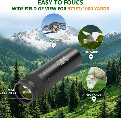 2026 New ED+LAK 12X33 Handheld Monocular Telescope Waterproof with Phone Adapter,PXA&FMC&BAK4 Lens,Ultra Clear High Power Pocket Small Compact Monocular for Kids&Adults Travel Birdwatching Hiking