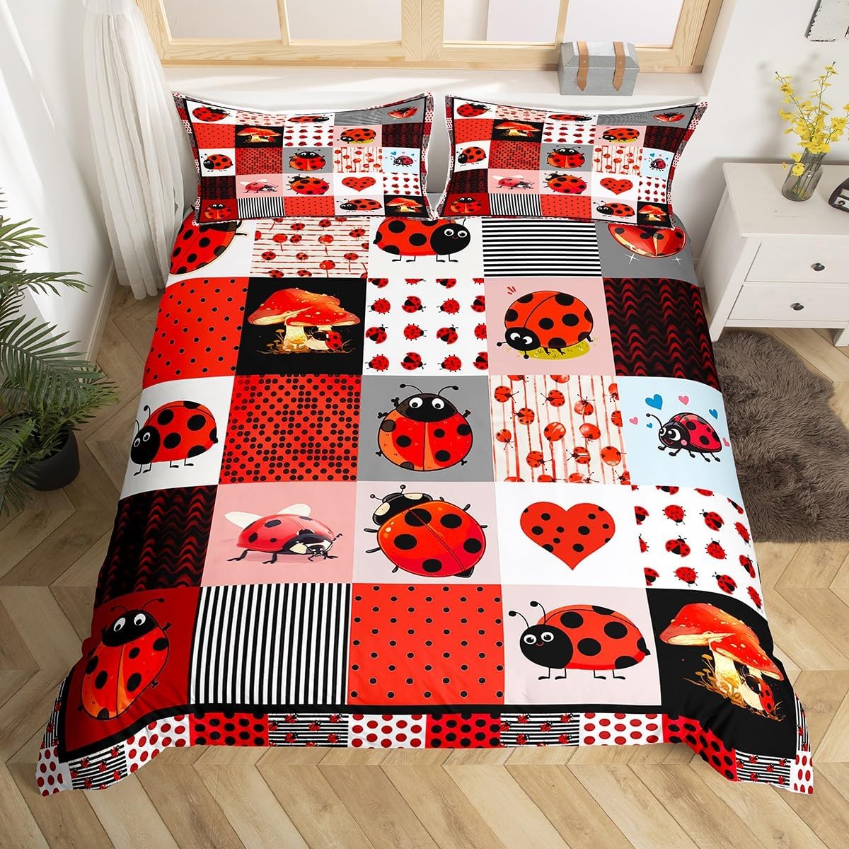Drum Kit Duvet Cover,Kids Musical Instruments Bedding Set,Rock Music Comforter Cover for Boys Girls Room Decor,Neon Lighting Lightweight Bedspread Cover Twin Size with 1 Pillow Case(No Comforter)