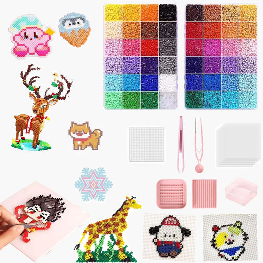 26000PC 2.6mm Mini Fuse Beads, 48 Colors Melty Beads Includes Pegboard & Ironing Paper，Christmas Home School Arts and Crafts Supplies for Kids