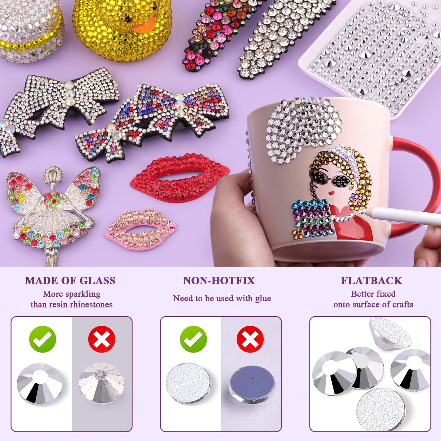 5000PCS SS6/2mm Glass Crystal Rhinestones (Clear), Bedazzling Flatback Rhinestones for Crafting DIY Crafts Nail Art Makeup Decoration, Gems Diamond Charms for Tumbler Shoes Clothing Mug
