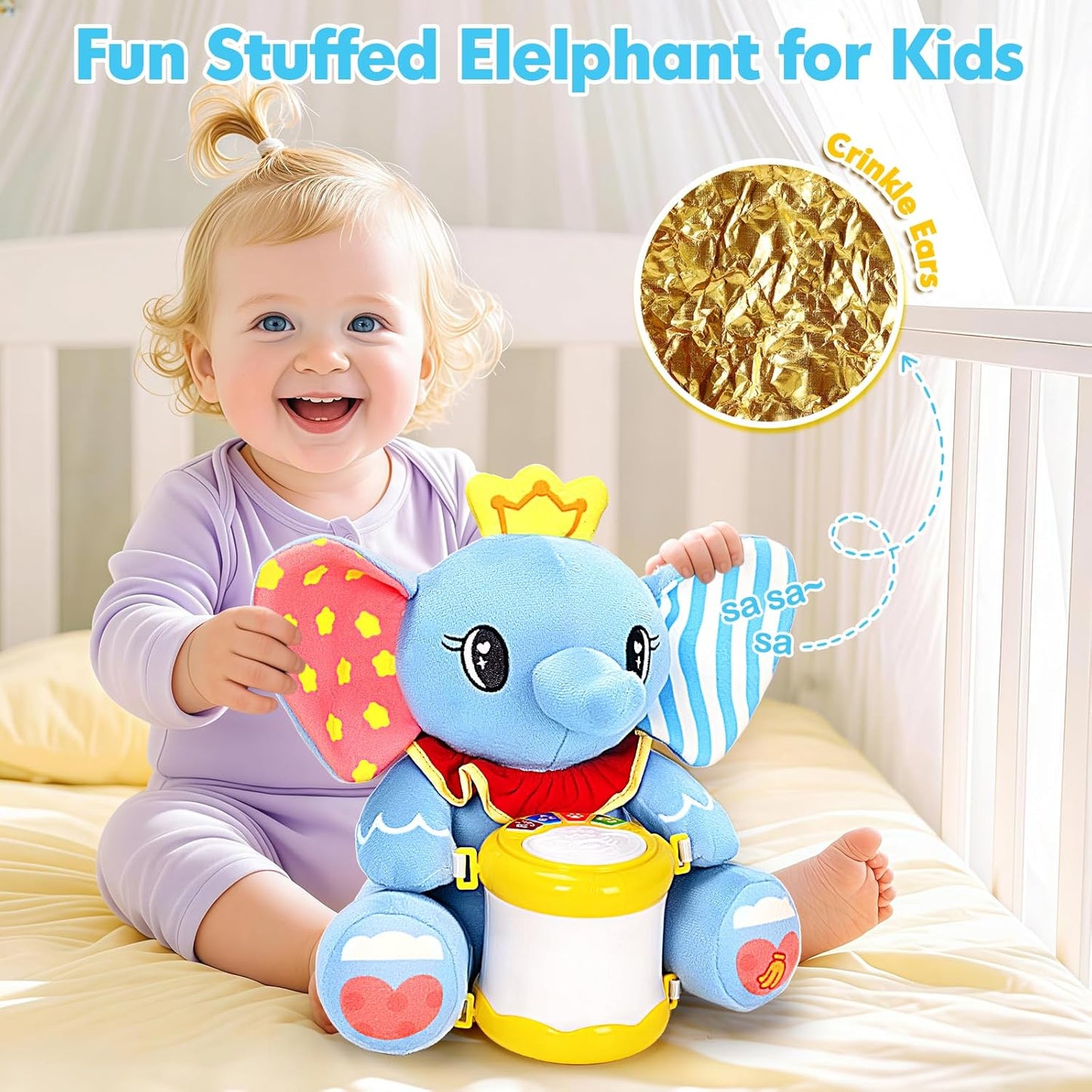 Hodurgyi Baby Toys 6-12 Months, Bear Musical Plush with Lights,ABCs,Animal Sounds, Numbers, Infant Early Learning Toy, Christmas Birthday Gifts for 6+ Month Boys &Girls
