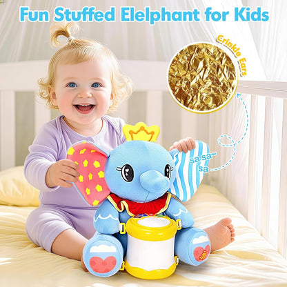 V-Opitos Stuffed Bear Musical Toys for Baby 6-12 Months+, Early Learning Light up Music Drum, Perfect Christmas Birthday Gifts for Boy & Girl Age 1, 2 Years Old