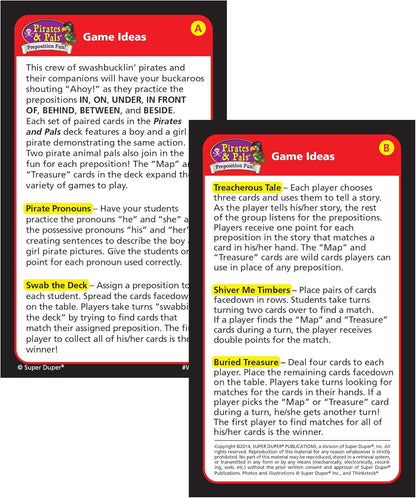 Super Duper Publications | Pirates & Pals Preposition Fun Deck Flash Cards | Educational Learning Resource for Children