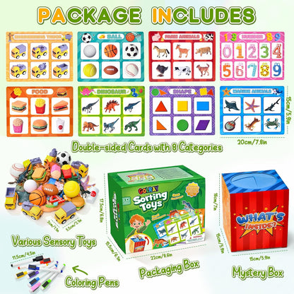 Golray Sorting Toys for Toddlers with Mystery Box, Educational Sorting Games with 8 Themes and 52 Matching Pieces for Preschool & Home Learning, Speech Therapy Toys, Montessori Gift for Kids Ages 3–5