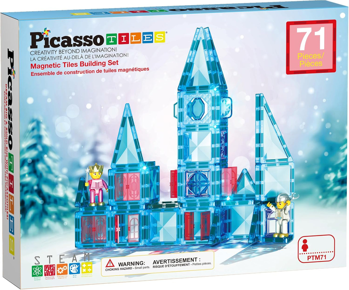 PicassoTiles 60 pcs Mini Magnetic Tiles Magnet Toys Travel-Friendly On-The-Go Building Blocks for Kids Compact Lightweight Creative playset Preschool Montessori Early Learning STEM Kids Toy Ages 3+.