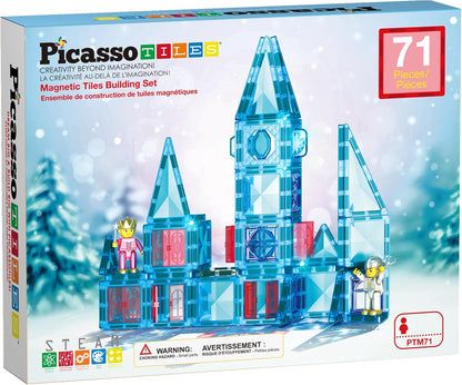 PicassoTiles 60 pcs Mini Magnetic Tiles Magnet Toys Travel-Friendly On-The-Go Building Blocks for Kids Compact Lightweight Creative playset Preschool Montessori Early Learning STEM Kids Toy Ages 3+.