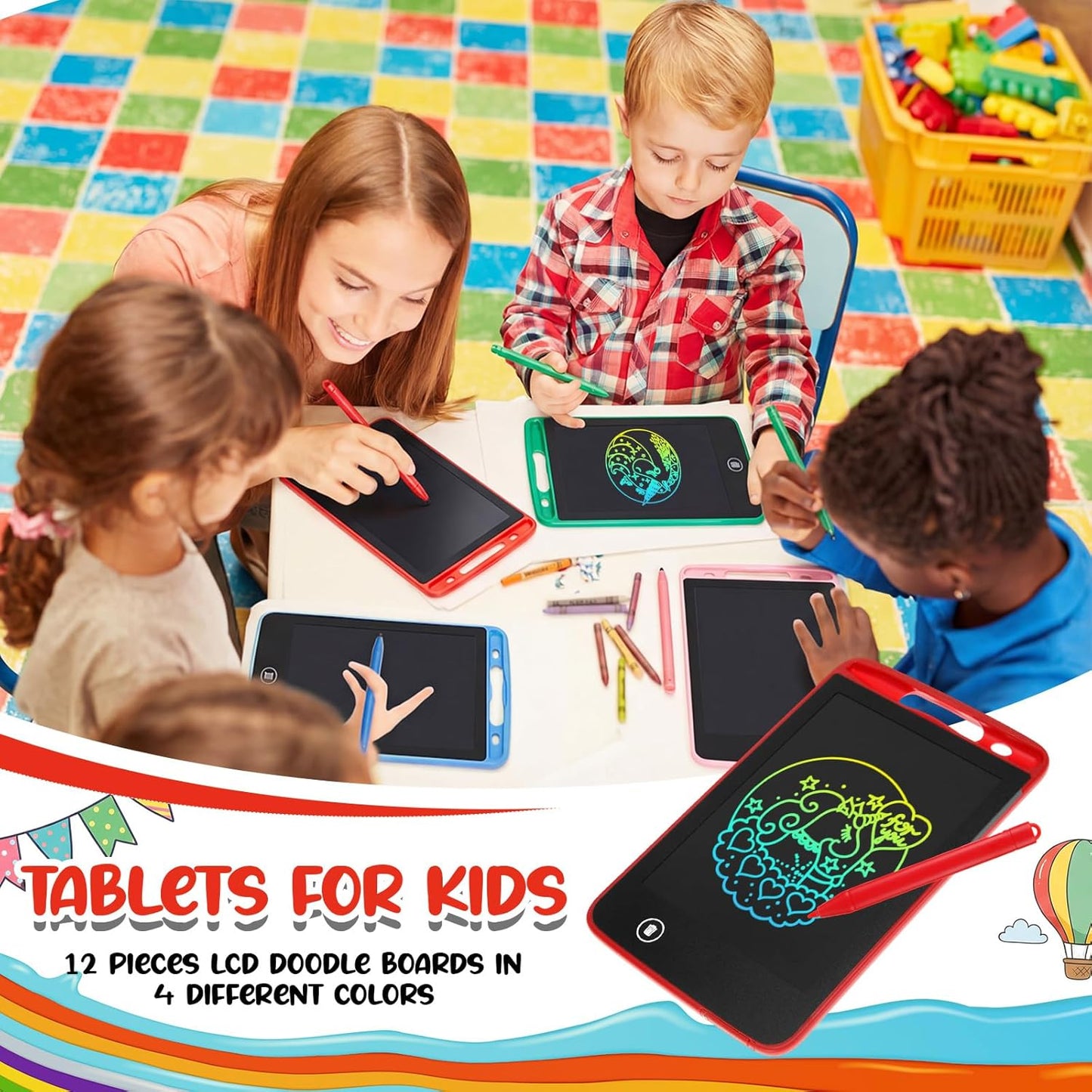 Tinlade 12 Pack LCD Writing Tablets for Kids Party Favors Games, 8.5 Inch Educational Learning Bulk Toys Gifts Erasable Doodle Boards Portable Electronic Drawing Pads for Toddlers 4-8 School Birthday
