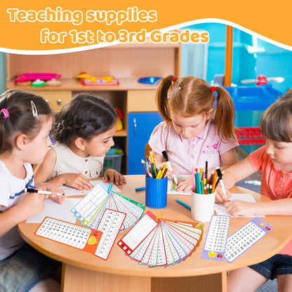 15Pcs Multiplication Flash Cards 0-12, Time Table Flash Cards Chart with 2 Dry Erase Pens 1 Rings, Educational Math Multiplication Chart for 1st to 3rd Grades Fun Learning with Math Game