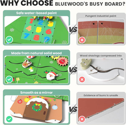 BlueWood Wooden Wall Busy Board Panels, Toddler Learning Activity Center, Montessori Philosophy Sensory, Educational Toys, Conducive to All-Round Development - Whale