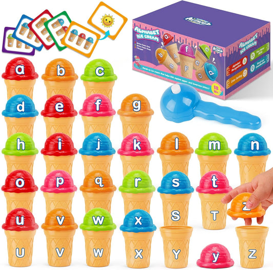 Aizweb Ice Cream Counting and Color Sorting Stacking Toys for Toddlers, Montessori Preschool Kindergarten Learning Activities,Number Math Manipulatives Math Games Educational Fine Motor Skills Toys
