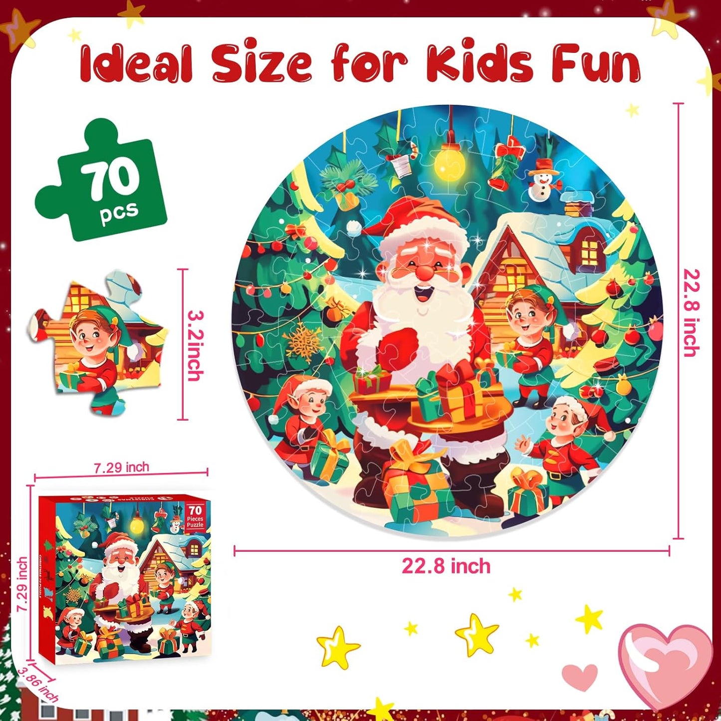 Jigsaw Floor Puzzles for Kids Games - Christmas 70 Pieces Large Toddler Puzzles for Girls Boys Ages 3 4 5 6 7 8 Years Old - Educational Toys for Unicorn Activity Birthday Christmas