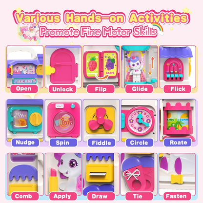 ELFJOY Montessori Toys for 1 Year Old Girl Gifts, Busy Board for 1 2 Year Old - 56+ Activities Bilingual Early Educational Learning Toddler Baby Girl Toys, First Birthday Gifts for 1 2 Year Old Girls