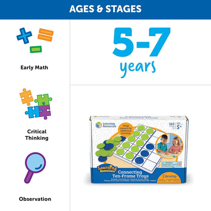 Learning Resources Rainbow Ten-Frames Classroom Set, 140 Pieces - Math Tools for Students Ages 5+, School Supplies and Teacher Resources, Classroom Supplies