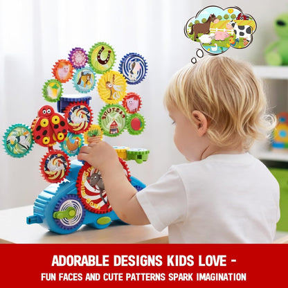 Motorized Spinning Gear Building Toys for Kids, Space Rocket STEM Construction Set, Educational Interlocking Building Blocks Puzzle | Gear Toys for Toddlers Ages 3-8