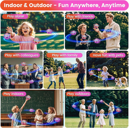 Flying Orb Ball Toy, 2026 Upgrade Hand Controlled Hover Ball with LED Lights,360° Rotating Boomerang Globe Cool Mini Drone, Ideal Birthday&Christmas Gift for Boys Girls-Blue & Purple