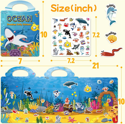 6 Sets Reusable Sticker Book for Toddlers 3-6, Jelly Sticker Books for Toddler, Travel Sticker Activity Toys for Kids 3 4 5 6 Years Old Girls & Boys