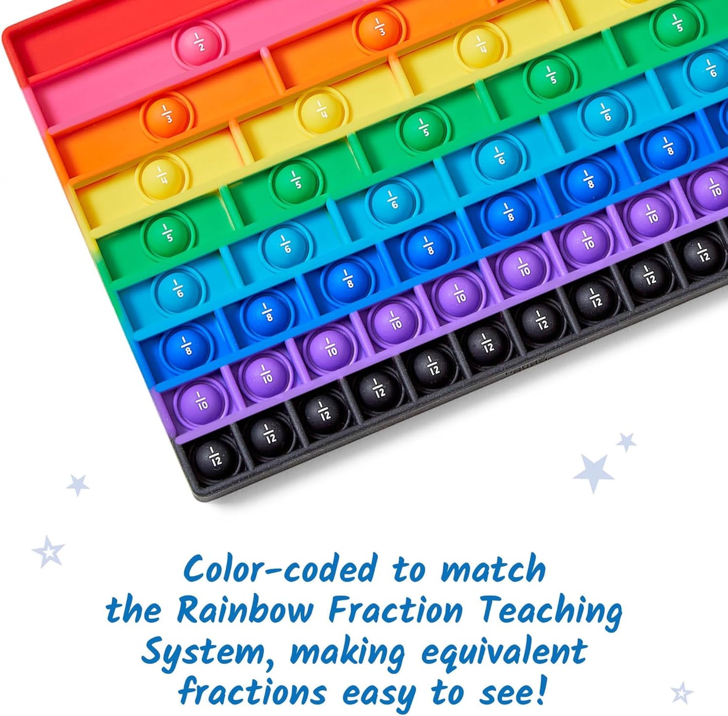 hand2mind Rainbow Fraction Sensory Bubble Popper, Push Pop Fidget Toys for Kids, Fraction Manipulatives, Montessori Math Materials, Fine Motor Toys, Calm Down Corner Supplies, Fidgets for Classroom