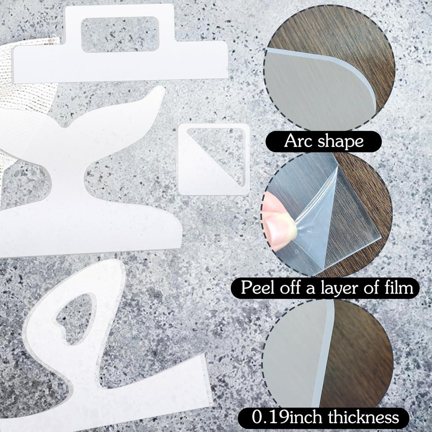 Router Templates, 4pcs Acrylic Charcuterie Board Handle Template, LYMOI Clear Cut Board Thick Handle Template, Angled Curvy Tracing Stencils Cut Guide Tools for Kitchen Woodworking. (Style 1)