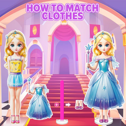 Magnetic Dress Up Dolls for Girls - Princess Magnet Paper Dolls Book with 3D City Buildings - Travel Car Trip Quiet Book Game Toys Easter Birthday Gifts for Kids Toddlers Ages 3 4 5 6 7(Style C)